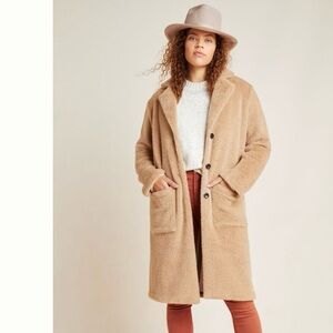 Anthropologie Tan Pea Coat Cozy Minimalist Style
